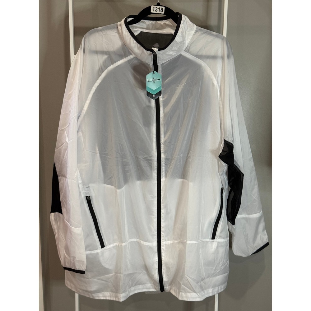 Rise by LuLaRoe Womens 3X White Black Mesh Windbreaker Full Zip NWT Athleisure